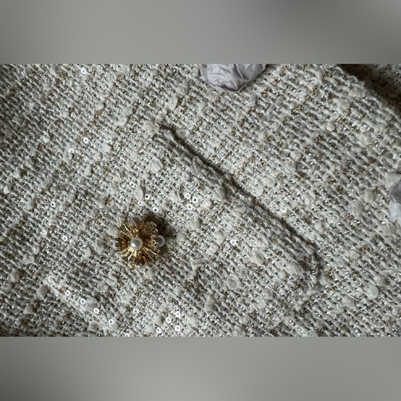 Self Portrait GOLD BOUCLE LONG SLEEVE MINI DRESS - Picture 3 of 3